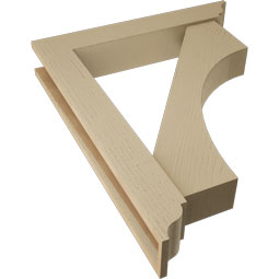 Ekena Millwork - BKTUR0554X32X40WTL01RCPR - Timberthane Faux Wood Westlake Style Bracket w/ Offset Brace, Traditional Ends, 5 1/2"W x 32"D x 40"H, Primed Tan