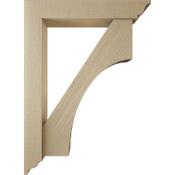 Ekena Millwork - BKTUR0554X32X44WTL01RCPR - Timberthane Faux Wood Westlake Style Bracket w/ Offset Brace, Traditional Ends, 5 1/2"W x 32"D x 44"H, Primed Tan