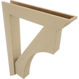 Ekena Millwork - BKTUR0554X32X44WTL01RCPR - Timberthane Faux Wood Westlake Style Bracket w/ Offset Brace, Traditional Ends, 5 1/2"W x 32"D x 44"H, Primed Tan
