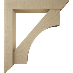 Ekena Millwork - BKTUR0554X34X38WTL01RCPR - Timberthane Faux Wood Westlake Style Bracket w/ Offset Brace, Traditional Ends, 5 1/2"W x 34"D x 38"H, Primed Tan