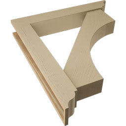 Ekena Millwork - BKTUR0554X34X38WTL01RCPR - Timberthane Faux Wood Westlake Style Bracket w/ Offset Brace, Traditional Ends, 5 1/2"W x 34"D x 38"H, Primed Tan
