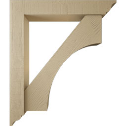 Ekena Millwork - BKTUR0554X34X40WTL01RCPR - Timberthane Faux Wood Westlake Style Bracket w/ Offset Brace, Traditional Ends, 5 1/2"W x 34"D x 40"H, Primed Tan
