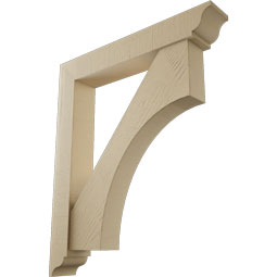 Ekena Millwork - BKTUR0554X34X40WTL01RCPR - Timberthane Faux Wood Westlake Style Bracket w/ Offset Brace, Traditional Ends, 5 1/2"W x 34"D x 40"H, Primed Tan