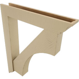 Ekena Millwork - BKTUR0554X34X42WTL01RCPR - Timberthane Faux Wood Westlake Style Bracket w/ Offset Brace, Traditional Ends, 5 1/2"W x 34"D x 42"H, Primed Tan