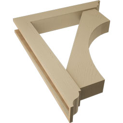 Ekena Millwork - BKTUR0554X34X42WTL01RCPR - Timberthane Faux Wood Westlake Style Bracket w/ Offset Brace, Traditional Ends, 5 1/2"W x 34"D x 42"H, Primed Tan