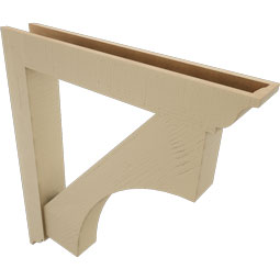 Ekena Millwork - BKTUR0554X36X40WTL01RCPR - Timberthane Faux Wood Westlake Style Bracket w/ Offset Brace, Traditional Ends, 5 1/2"W x 36"D x 40"H, Primed Tan