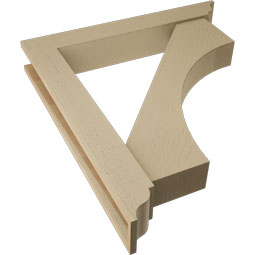 Ekena Millwork - BKTUR0554X36X40WTL01RCPR - Timberthane Faux Wood Westlake Style Bracket w/ Offset Brace, Traditional Ends, 5 1/2"W x 36"D x 40"H, Primed Tan