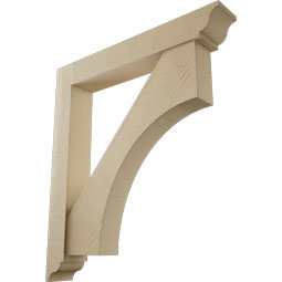 Ekena Millwork - BKTUR0554X36X40WTL01RCPR - Timberthane Faux Wood Westlake Style Bracket w/ Offset Brace, Traditional Ends, 5 1/2"W x 36"D x 40"H, Primed Tan