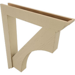Ekena Millwork - BKTUR0554X36X44WTL01RCPR - Timberthane Faux Wood Westlake Style Bracket w/ Offset Brace, Traditional Ends, 5 1/2"W x 36"D x 44"H, Primed Tan
