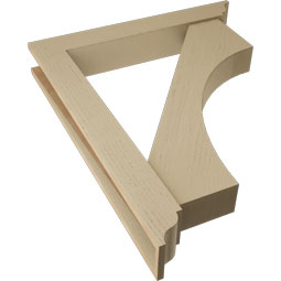 Ekena Millwork - BKTUR0554X36X44WTL01RCPR - Timberthane Faux Wood Westlake Style Bracket w/ Offset Brace, Traditional Ends, 5 1/2"W x 36"D x 44"H, Primed Tan
