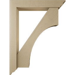 Ekena Millwork - BKTUR0554X36X48WTL01RCPR - Timberthane Faux Wood Westlake Style Bracket w/ Offset Brace, Traditional Ends, 5 1/2"W x 36"D x 48"H, Primed Tan