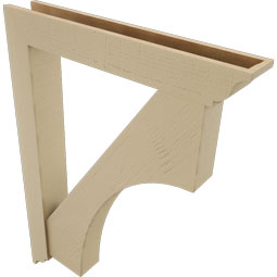 Ekena Millwork - BKTUR0554X36X48WTL01RCPR - Timberthane Faux Wood Westlake Style Bracket w/ Offset Brace, Traditional Ends, 5 1/2"W x 36"D x 48"H, Primed Tan