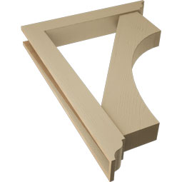 Ekena Millwork - BKTUR0554X36X48WTL01RCPR - Timberthane Faux Wood Westlake Style Bracket w/ Offset Brace, Traditional Ends, 5 1/2"W x 36"D x 48"H, Primed Tan
