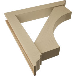 Ekena Millwork - BKTUR0554X38X38WTL01RCPR - Timberthane Faux Wood Westlake Style Bracket w/ Offset Brace, Traditional Ends, 5 1/2"W x 38"D x 38"H, Primed Tan