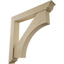 Ekena Millwork - BKTUR0554X38X38WTL01RCPR - Timberthane Faux Wood Westlake Style Bracket w/ Offset Brace, Traditional Ends, 5 1/2"W x 38"D x 38"H, Primed Tan