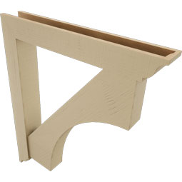 Ekena Millwork - BKTUR0554X38X44WTL01RCPR - Timberthane Faux Wood Westlake Style Bracket w/ Offset Brace, Traditional Ends, 5 1/2"W x 38"D x 44"H, Primed Tan