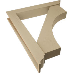Ekena Millwork - BKTUR0554X38X44WTL01RCPR - Timberthane Faux Wood Westlake Style Bracket w/ Offset Brace, Traditional Ends, 5 1/2"W x 38"D x 44"H, Primed Tan