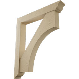 Ekena Millwork - BKTUR0554X38X44WTL01RCPR - Timberthane Faux Wood Westlake Style Bracket w/ Offset Brace, Traditional Ends, 5 1/2"W x 38"D x 44"H, Primed Tan