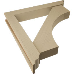 Ekena Millwork - BKTUR0554X40X40WTL01RCPR - Timberthane Faux Wood Westlake Style Bracket w/ Offset Brace, Traditional Ends, 5 1/2"W x 40"D x 40"H, Primed Tan