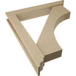 Ekena Millwork - BKTUR0554X40X44WTL01RCPR - Timberthane Faux Wood Westlake Style Bracket w/ Offset Brace, Traditional Ends, 5 1/2"W x 40"D x 44"H, Primed Tan