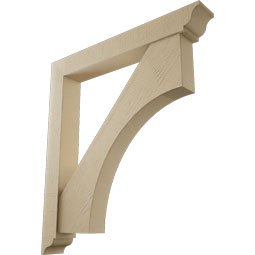 Ekena Millwork - BKTUR0554X40X44WTL01RCPR - Timberthane Faux Wood Westlake Style Bracket w/ Offset Brace, Traditional Ends, 5 1/2"W x 40"D x 44"H, Primed Tan