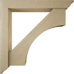 Ekena Millwork - BKTUR0554X42X42WTL01RCPR - Timberthane Faux Wood Westlake Style Bracket w/ Offset Brace, Traditional Ends, 5 1/2"W x 42"D x 42"H, Primed Tan