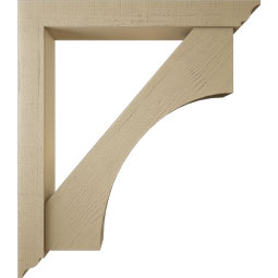 Ekena Millwork - BKTUR0554X42X48WTL01RCPR - Timberthane Faux Wood Westlake Style Bracket w/ Offset Brace, Traditional Ends, 5 1/2"W x 42"D x 48"H, Primed Tan