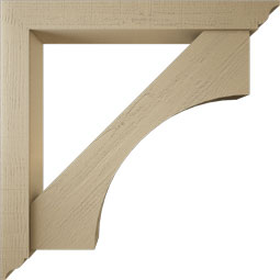 Ekena Millwork - BKTUR0554X44X44WTL01RCPR - Timberthane Faux Wood Westlake Style Bracket w/ Offset Brace, Traditional Ends, 5 1/2"W x 44"D x 44"H, Primed Tan