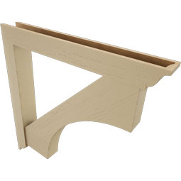 Ekena Millwork - BKTUR0554X44X44WTL01RCPR - Timberthane Faux Wood Westlake Style Bracket w/ Offset Brace, Traditional Ends, 5 1/2"W x 44"D x 44"H, Primed Tan