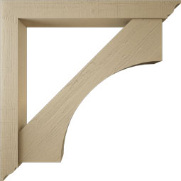 Ekena Millwork - BKTUR0554X46X46WTL01RCPR - Timberthane Faux Wood Westlake Style Bracket w/ Offset Brace, Traditional Ends, 5 1/2"W x 46"D x 46"H, Primed Tan