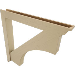 Ekena Millwork - BKTUR0554X48X48WTL01RCPR - Timberthane Faux Wood Westlake Style Bracket w/ Offset Brace, Traditional Ends, 5 1/2"W x 48"D x 48"H, Primed Tan
