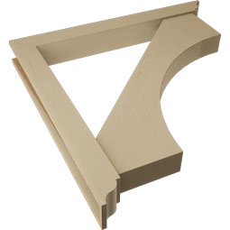 Ekena Millwork - BKTUR0554X48X48WTL01RCPR - Timberthane Faux Wood Westlake Style Bracket w/ Offset Brace, Traditional Ends, 5 1/2"W x 48"D x 48"H, Primed Tan