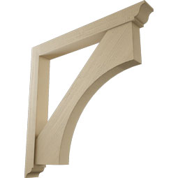 Ekena Millwork - BKTUR0554X48X48WTL01RCPR - Timberthane Faux Wood Westlake Style Bracket w/ Offset Brace, Traditional Ends, 5 1/2"W x 48"D x 48"H, Primed Tan