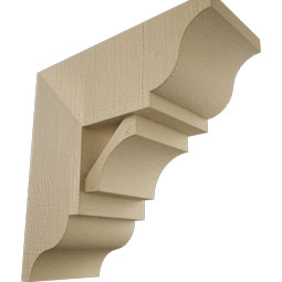Ekena Millwork - BKTUR0756X18X18WTL01RCPR - Timberthane Faux Wood Westlake Style Bracket w/ Offset Brace, Traditional Ends, 7 1/2"W x 18"D x 18"H, Primed Tan