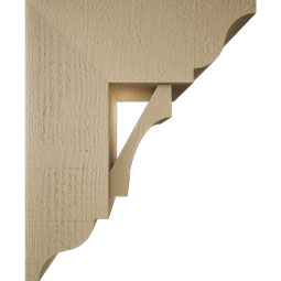 Ekena Millwork - BKTUR0756X18X22WTL01RCPR - Timberthane Faux Wood Westlake Style Bracket w/ Offset Brace, Traditional Ends, 7 1/2"W x 18"D x 22"H, Primed Tan