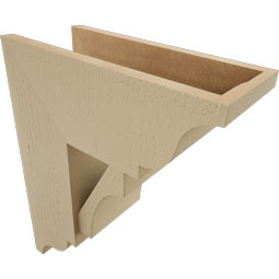 Ekena Millwork - BKTUR0756X18X22WTL01RCPR - Timberthane Faux Wood Westlake Style Bracket w/ Offset Brace, Traditional Ends, 7 1/2"W x 18"D x 22"H, Primed Tan