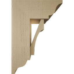 Ekena Millwork - BKTUR0756X18X26WTL01RCPR - Timberthane Faux Wood Westlake Style Bracket w/ Offset Brace, Traditional Ends, 7 1/2"W x 18"D x 26"H, Primed Tan