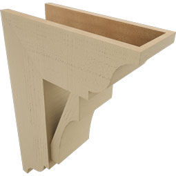 Ekena Millwork - BKTUR0756X18X26WTL01RCPR - Timberthane Faux Wood Westlake Style Bracket w/ Offset Brace, Traditional Ends, 7 1/2"W x 18"D x 26"H, Primed Tan