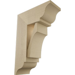 Ekena Millwork - BKTUR0756X18X26WTL01RCPR - Timberthane Faux Wood Westlake Style Bracket w/ Offset Brace, Traditional Ends, 7 1/2"W x 18"D x 26"H, Primed Tan