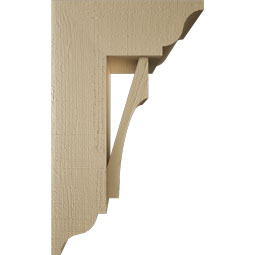 Ekena Millwork - BKTUR0756X18X30WTL01RCPR - Timberthane Faux Wood Westlake Style Bracket w/ Offset Brace, Traditional Ends, 7 1/2"W x 18"D x 30"H, Primed Tan