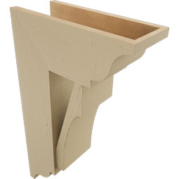Ekena Millwork - BKTUR0756X18X30WTL01RCPR - Timberthane Faux Wood Westlake Style Bracket w/ Offset Brace, Traditional Ends, 7 1/2"W x 18"D x 30"H, Primed Tan