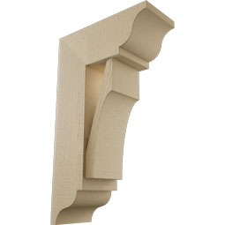 Ekena Millwork - BKTUR0756X18X30WTL01RCPR - Timberthane Faux Wood Westlake Style Bracket w/ Offset Brace, Traditional Ends, 7 1/2"W x 18"D x 30"H, Primed Tan