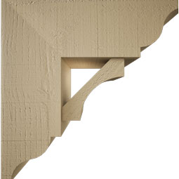Ekena Millwork - BKTUR0756X20X20WTL01RCPR - Timberthane Faux Wood Westlake Style Bracket w/ Offset Brace, Traditional Ends, 7 1/2"W x 20"D x 20"H, Primed Tan