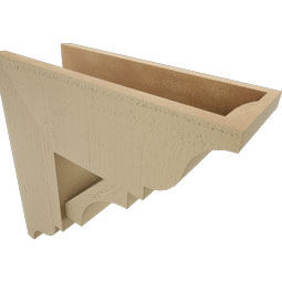 Ekena Millwork - BKTUR0756X20X20WTL01RCPR - Timberthane Faux Wood Westlake Style Bracket w/ Offset Brace, Traditional Ends, 7 1/2"W x 20"D x 20"H, Primed Tan