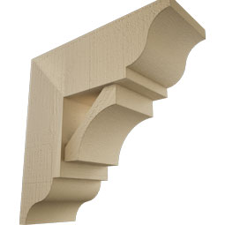 Ekena Millwork - BKTUR0756X20X20WTL01RCPR - Timberthane Faux Wood Westlake Style Bracket w/ Offset Brace, Traditional Ends, 7 1/2"W x 20"D x 20"H, Primed Tan