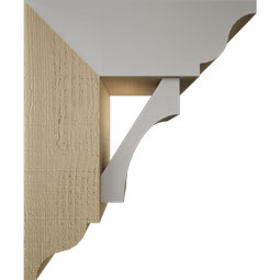 Ekena Millwork - BKTUR0756X20X24WTL01RCPR - Timberthane Faux Wood Westlake Style Bracket w/ Offset Brace, Traditional Ends, 7 1/2"W x 20"D x 24"H, Primed Tan