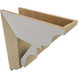 Ekena Millwork - BKTUR0756X20X24WTL01RCPR - Timberthane Faux Wood Westlake Style Bracket w/ Offset Brace, Traditional Ends, 7 1/2"W x 20"D x 24"H, Primed Tan