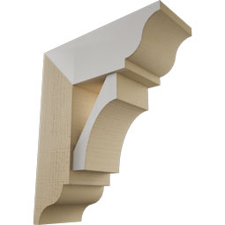 Ekena Millwork - BKTUR0756X20X24WTL01RCPR - Timberthane Faux Wood Westlake Style Bracket w/ Offset Brace, Traditional Ends, 7 1/2"W x 20"D x 24"H, Primed Tan