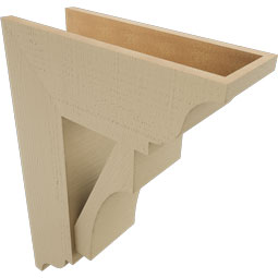 Ekena Millwork - BKTUR0756X20X28WTL01RCPR - Timberthane Faux Wood Westlake Style Bracket w/ Offset Brace, Traditional Ends, 7 1/2"W x 20"D x 28"H, Primed Tan