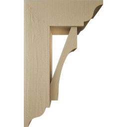 Ekena Millwork - BKTUR0756X20X32WTL01RCPR - Timberthane Faux Wood Westlake Style Bracket w/ Offset Brace, Traditional Ends, 7 1/2"W x 20"D x 32"H, Primed Tan